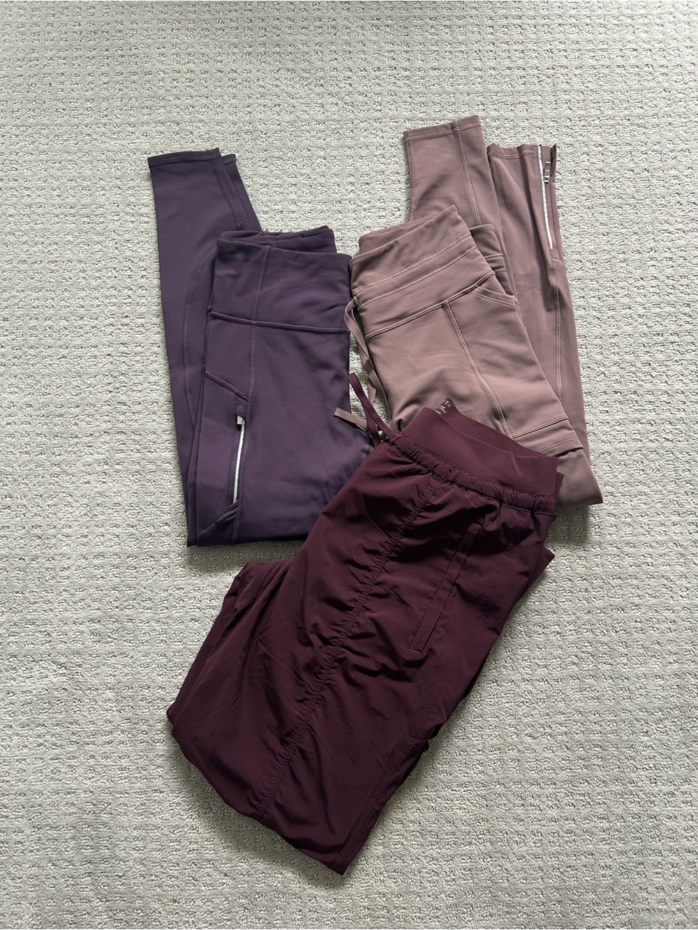 Athleta Leggings Bundle Pack in Plum, Mauve and Dusty Rose